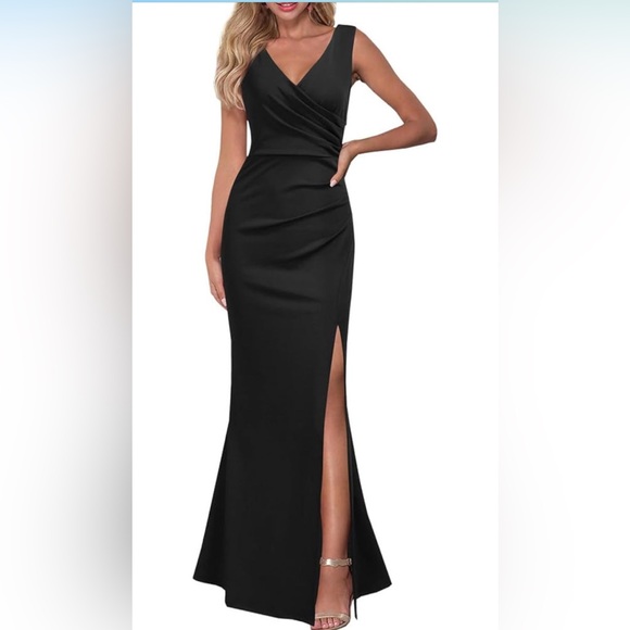 Dresses & Skirts - Sleeveless V Neck Split Evening Cocktail Long Dress